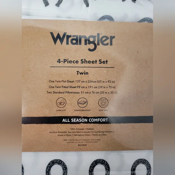 NWT Wrangler Twin Sheet Set Horseshoe Patterned